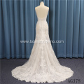 Luxury Champagne Colored Sexy Flare Crystal Lace Bridal Gown Sleeveless Beaded Mermaid Wedding Dress